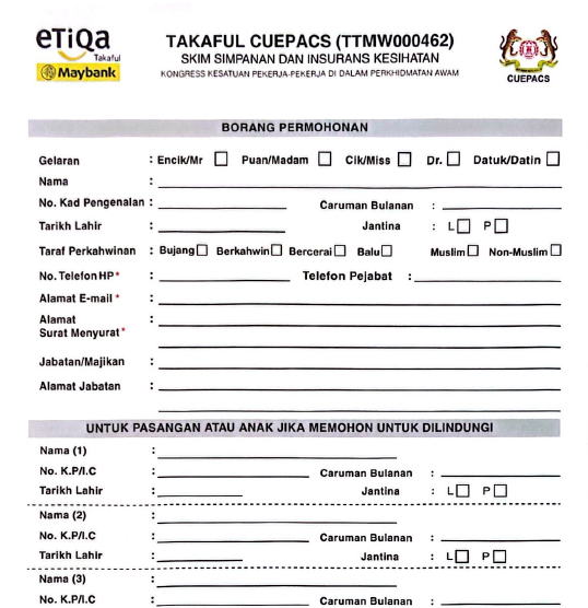 Takaful Cuepacs Borang
